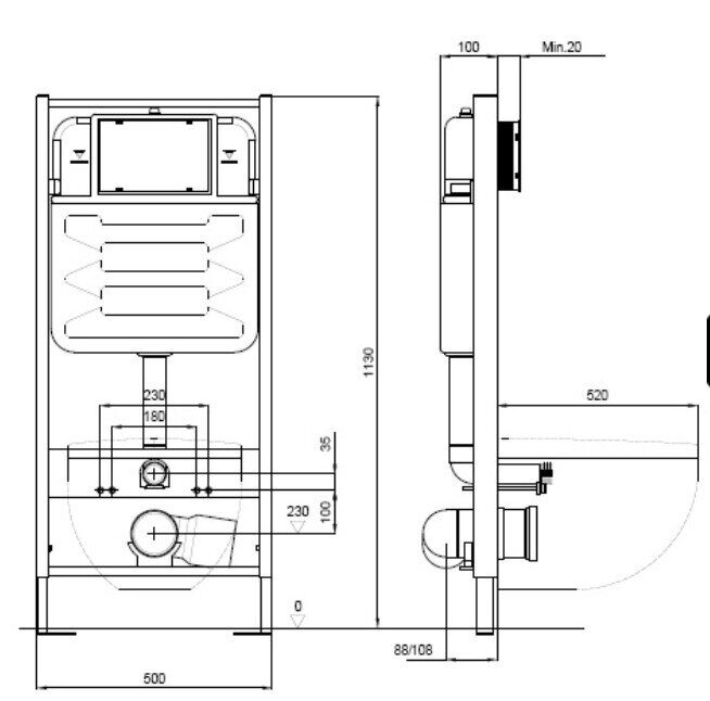 Set Aquatek Лугано 4 в 1 унитаз безободковый с сидением, инсталляция с клавишей хром