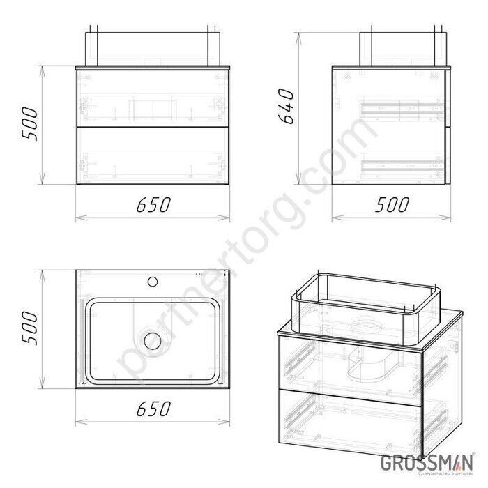 Альба 65 белая, Дуб веллингтон тумба в ванную комнату Grossman