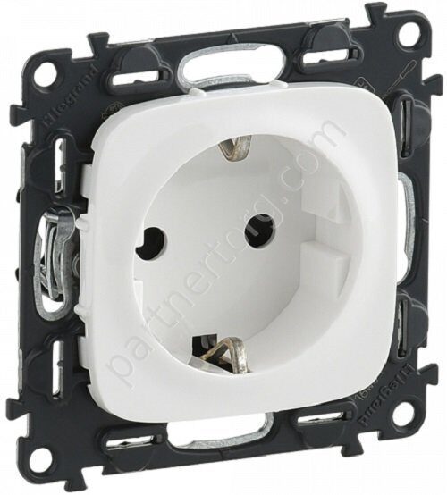 Legrand Valena Allure cиловая розетка 2К+З 16А 250В, винтовые зажимы, со шторками, цвет белый