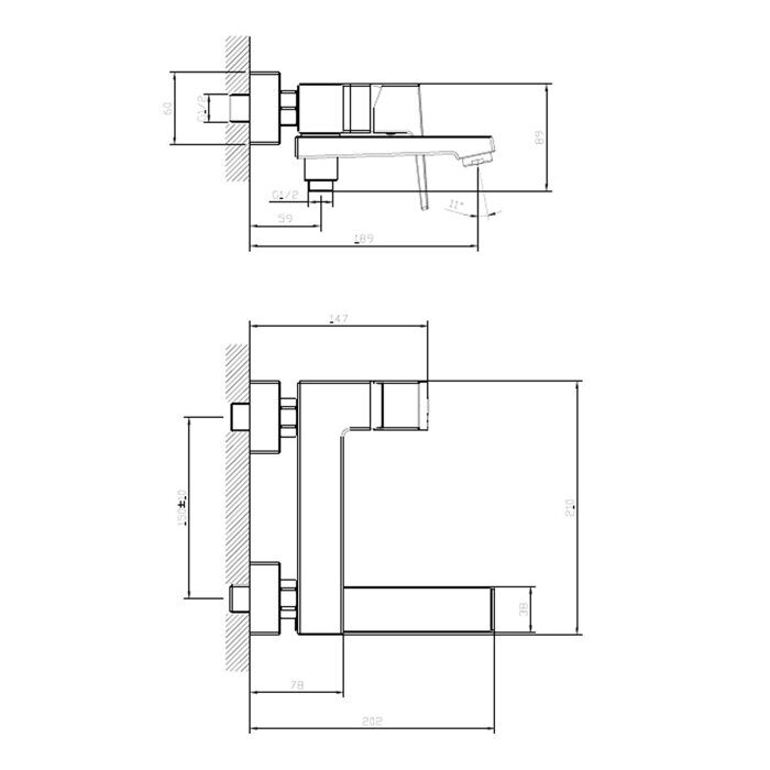 S01.30.06 Splenka Смеситель для ванны с душем, черный