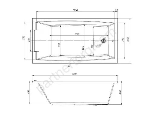 Аэлита ванна акриловая 170х90 см  1 Марка