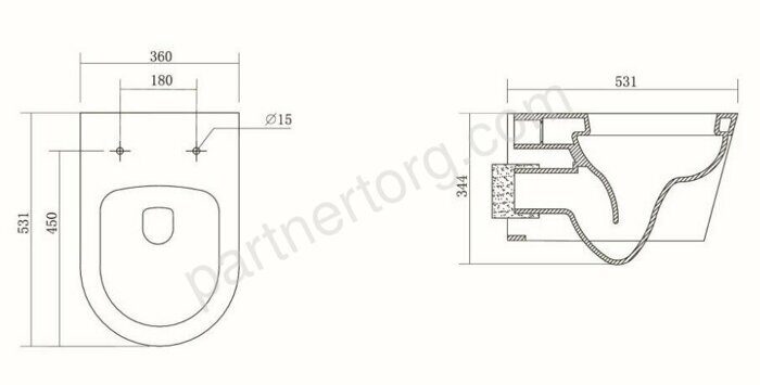 Бетта  Aquatek унитаз подвесной  с сиденьем Soft Close AQ1253W-00
