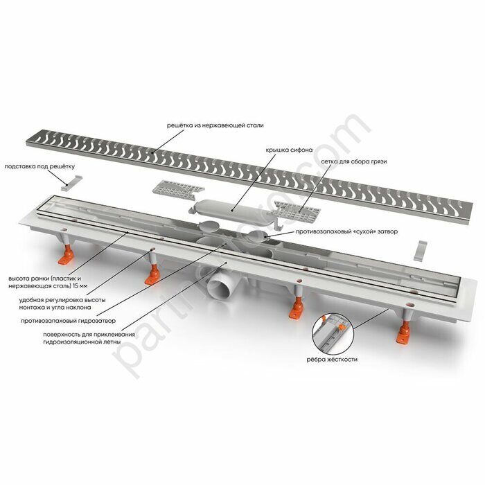 Veconi Harmony V750HB душевой трап, 750 мм, черный
