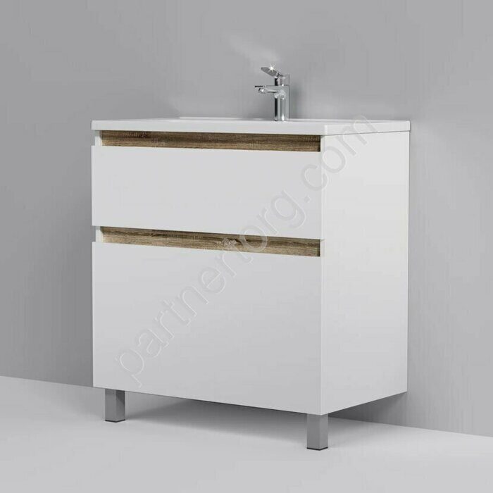 M85AFSX0802WG X-Joy, База под раковину, напольная, 80 см, 2 ящика, белый глянец