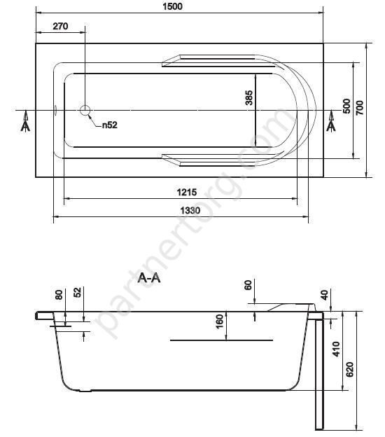 Santana 140х70 см акриловая ванна Cersanit