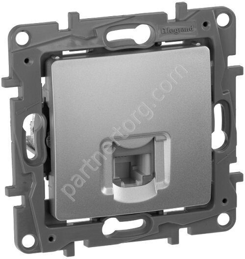 Legrand Etika розетка телефонная RJ11, цвет алюминий