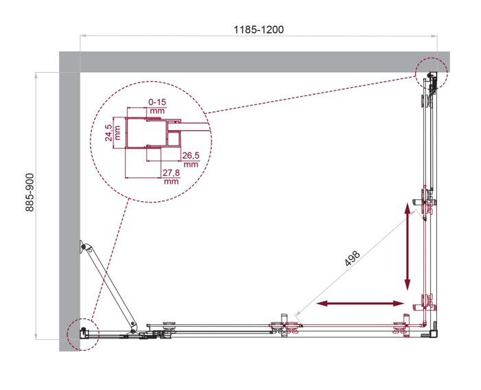 BelBagno LUCE-AH-21-120/90-C-Cr душевой уголок 120х90х195 см, дверь раздвижная, стекло прозрачное, профиль хром