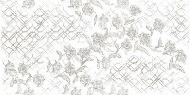 Mallorca Grey декор белый матовый с серыми цветами 31х53см Azori