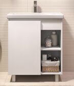 Milos 700-1-0 белая тумба для ванной комнаты с умывальником Como 70см