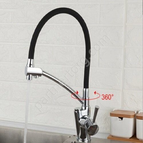 Gappo G4398-11 смеситель для кухни с гибким изливом и каналом для фильтрованной воды  черный хром