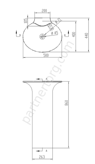 NSF-50440M раковина напольная искусственный камень, ширина 50 см