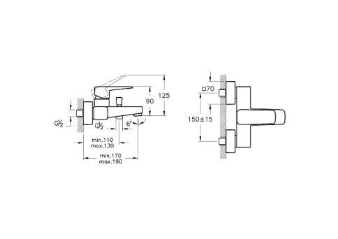 Vitra Root Square A42737EXP смеситель для ванны или душа хром