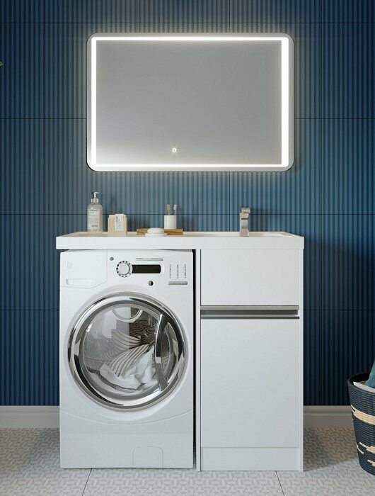 Лондри 40 см тумба под раковину над стиральной машиной с раковиной Лондри 105 правая Aquaton