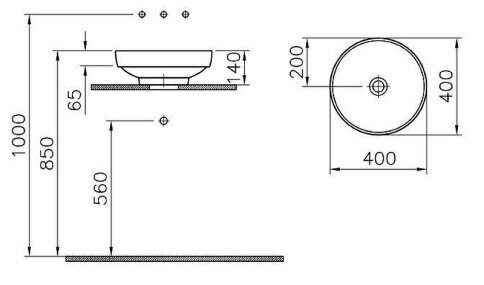 Water Jewels Vitra 4334B003-1361 раковина накладная 40х14х40 см