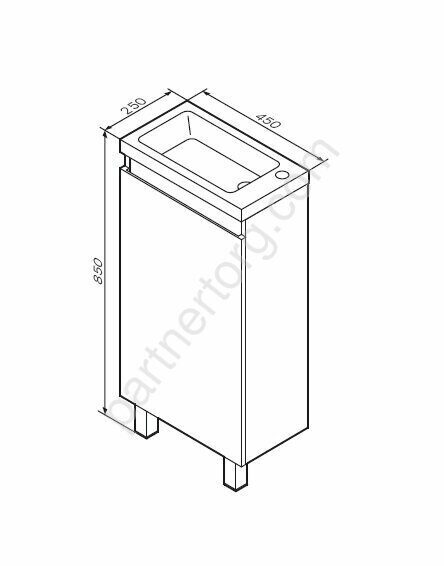 M85AFSX0451WG X-Joy, База под раковину, напольная, 45 см, 1 дверца, белый глянец