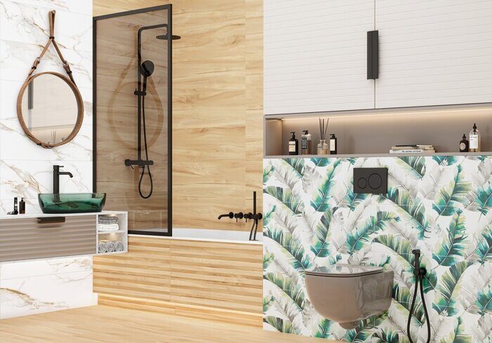 Woodstyle Elm Strip Delacora настенная плитка бежевая матовая рисунок рейки 30х90см