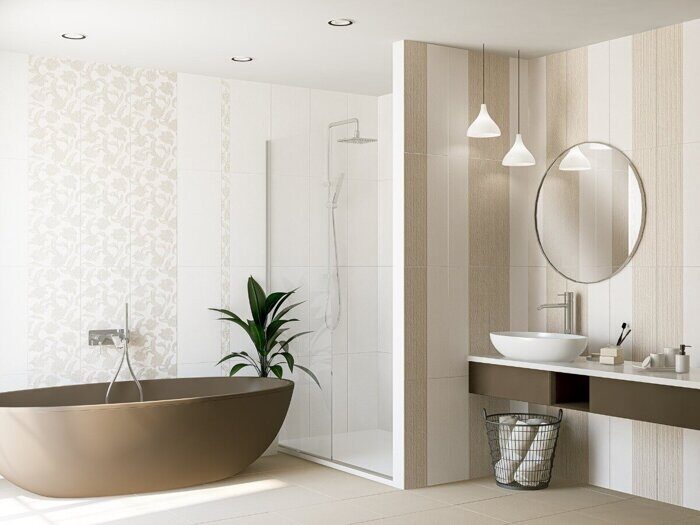 Mallorca Beige Floris настенная плитка белая матовая цветы 31х63см Azori