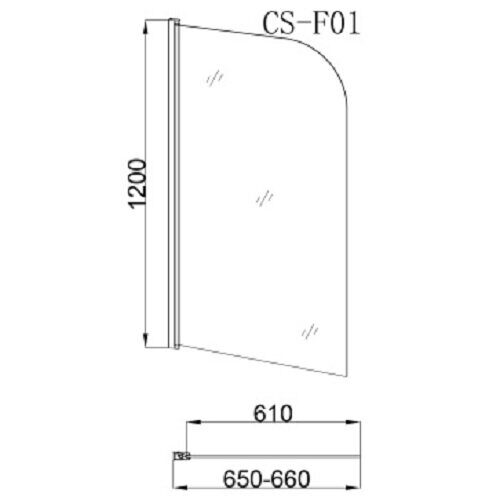Loranto CS-F01 120*65 шторка для ванны, стекло прозрачное