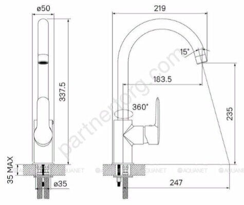 Cuba Iddis состаренное серебро смеситель для кухни CU4SBJ0i05