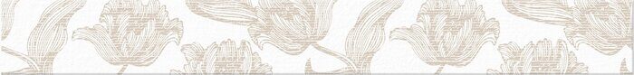 Mallorca Beige Floris бордюр белый матовый с бежевыми цветами 7,5х63см Azori