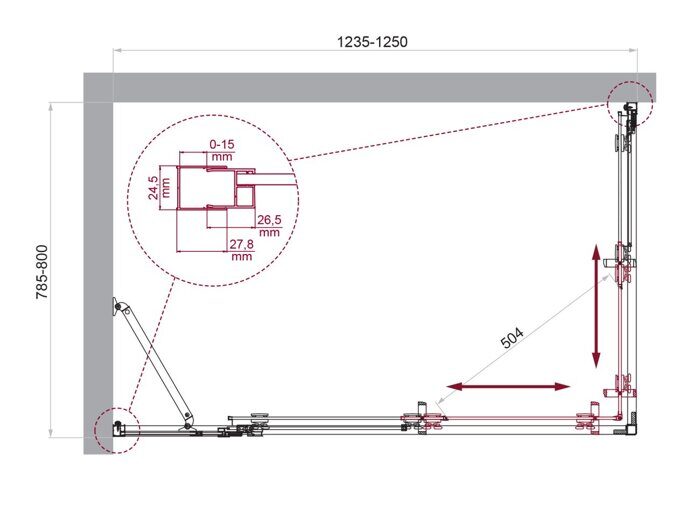 BelBagno LUCE-AH-21-125/80-C-Cr душевой уголок 125х80х195 см, дверь раздвижная, стекло прозрачное, профиль хром