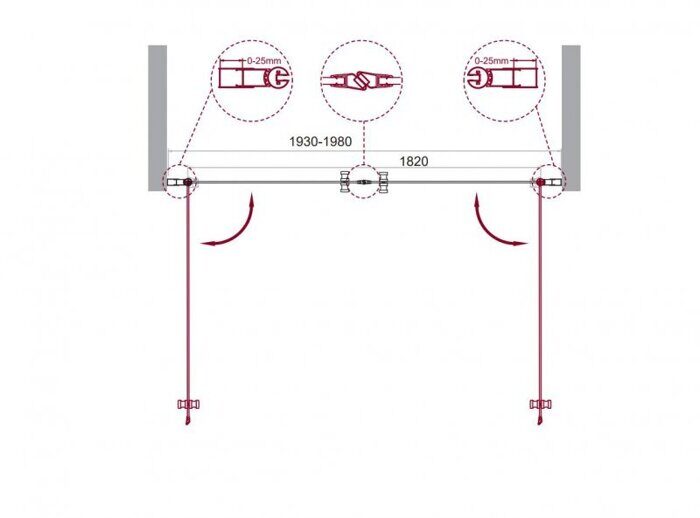 BelBagno ETNA-B-2-200-C-Cr душевая дверь 200х195 см распашная, стекло прозрачное, профиль хром