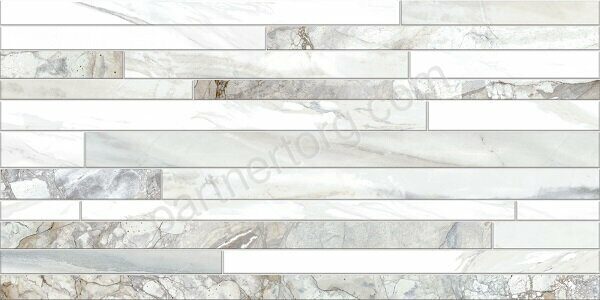 Mercury настенная плитка серая глянцевая рельеф рейки 25х50см Alma Ceramica TWU09MRC017