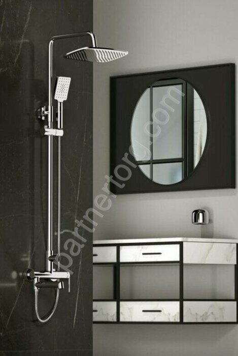 BelBagno LUC-VSCM-CRM стойка с тропическим душем и смесителем, хром