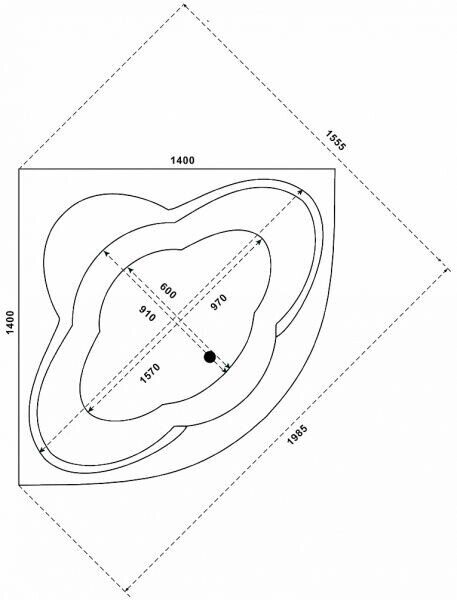 Имейджен ванна акриловая угловая 193х193 см с каркасом BAS