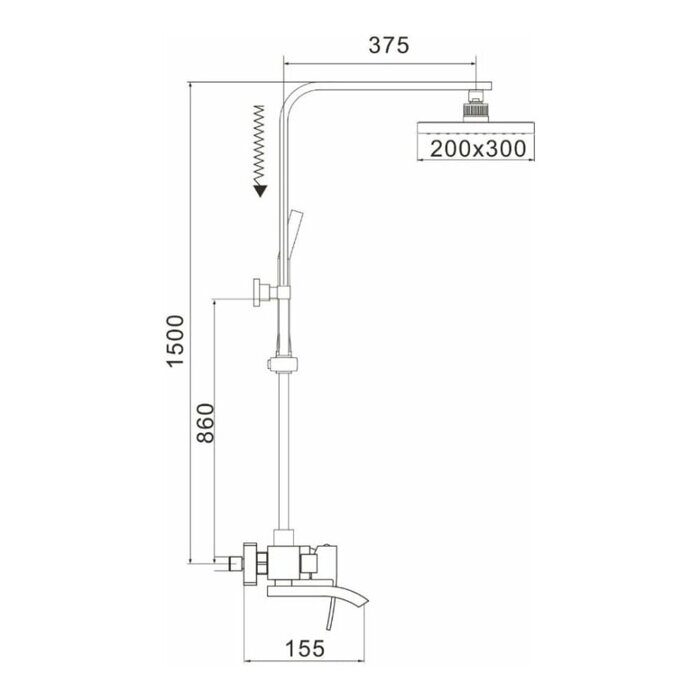 Rose R1556T Душевая система, оружейная сталь