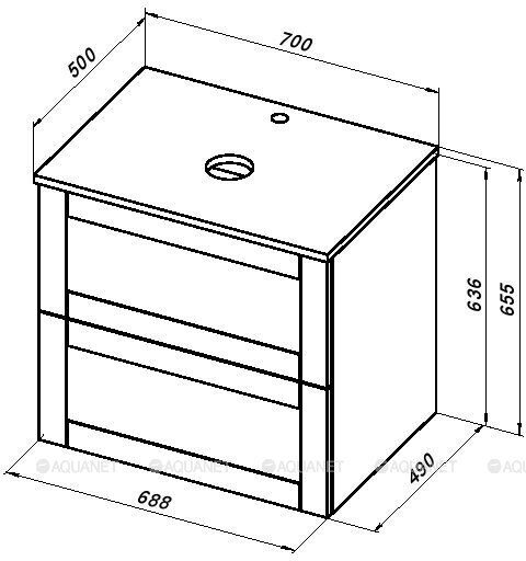 Терра 70 тумба белый матовый для ванной комнаты с раковиной-столешницей Электра 70 Aquanet