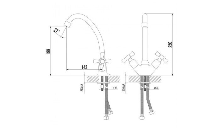 Benefit LM2504C, смеситель для кухни с высоким поворотным изливом, хром Lemark