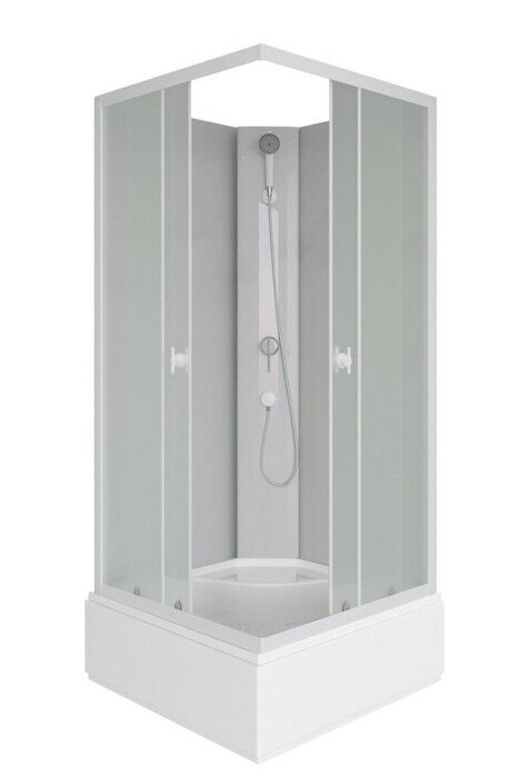 Niagara Promo P100/26Q/MT/BK душевая кабина угловая квадратная 100х100х200 см, матовое стекло, средний поддон