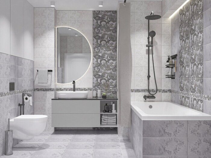 Sfumato Grey Paisley бордюр серый полуматовый 6,2х50,5см Azori