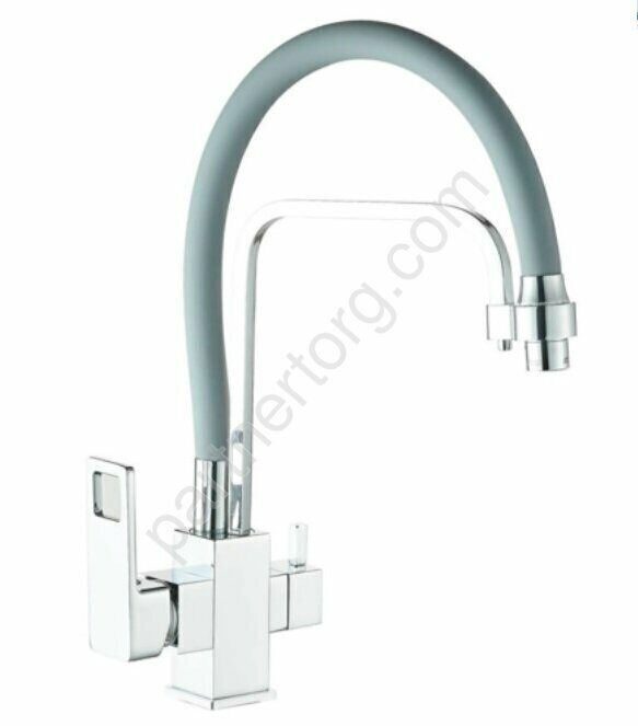 HB76615 смеситель для кухни с каналом для фильтрованной воды, гибкий излив  серый Haiba