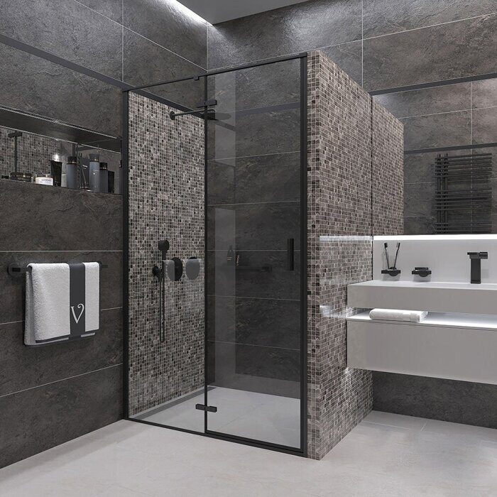 Veconi VN73B-100-01-C4 душевая дверь распашная 100х195 см, профиль черный