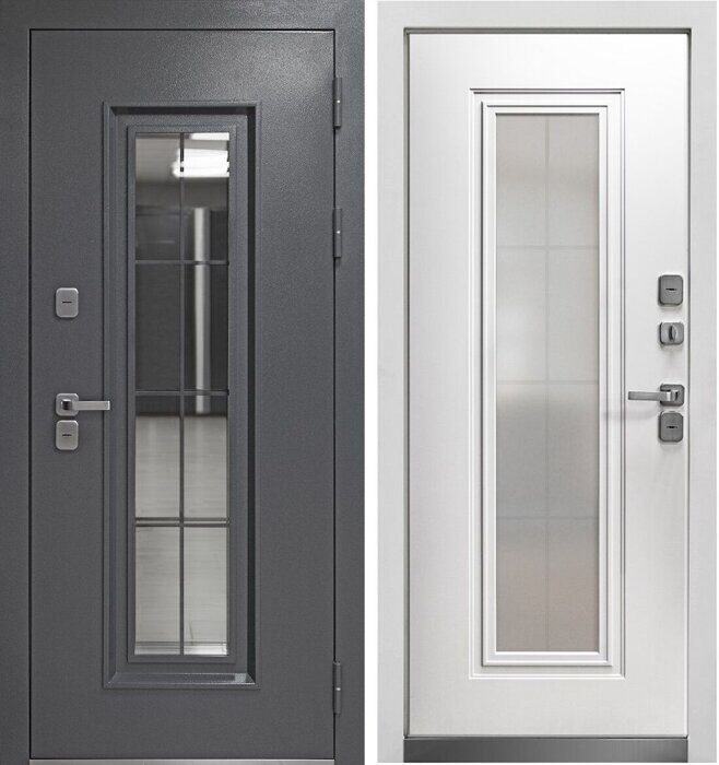 Luxor Termo 4 дверь входная стальная Букле графит, Эмалит белый