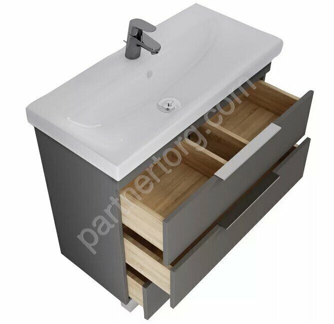 Gaula 60Н 3я тумба напольная черная с раковиной