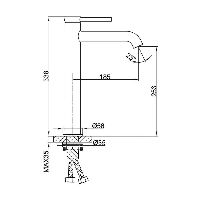 Gappo G1006-26 смеситель для раковины высокий, чёрный