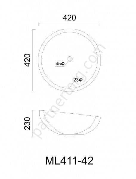 Накладная раковина белая Maison ML411-42 42,0 см