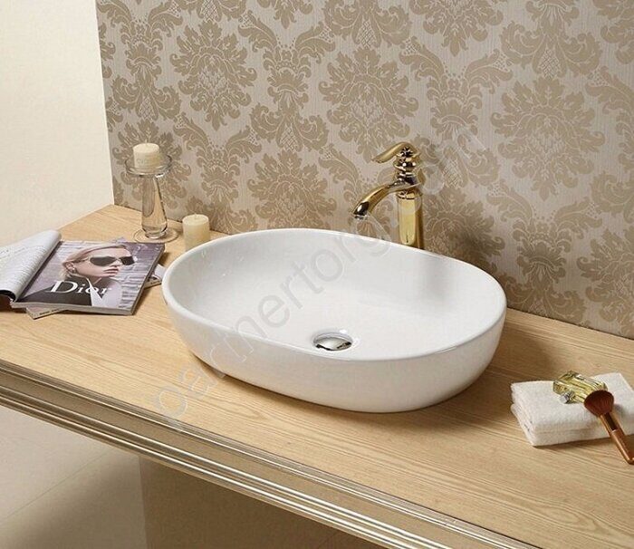 CeramaLux 9026B раковина настольная овальная белая