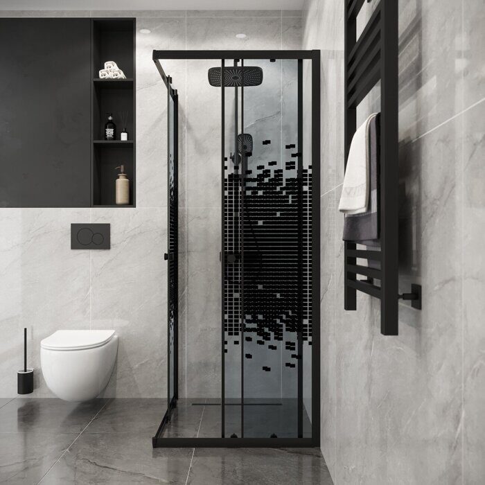 Niagara Eco NG-1010-14QBLACK душевое ограждение 100х100см,  раздвижное, черный профиль стекло Мозаика