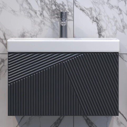 Edge 60.1Y Velvex подвесная тумба графит для ванной комнаты с керамической раковиной  9696-60