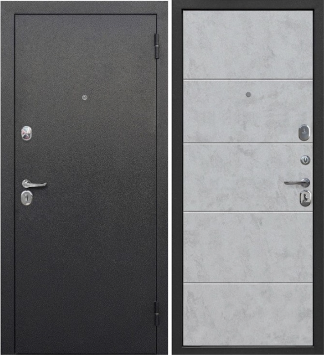 Гарда Букле 7,5 дверь входная Букле черный, Бетон снежный