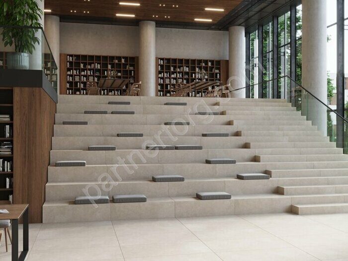 Luna Beige LN01 бежевый неполированный керамогранит 30х120см Estima Ступень