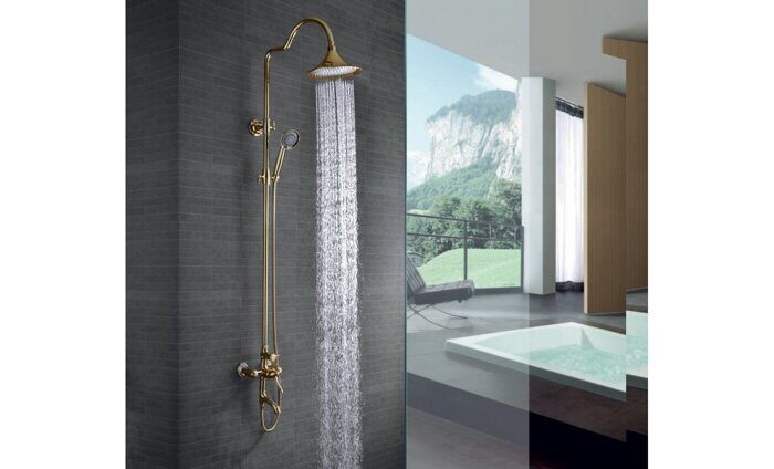 Greek LM5562GG, душевая система с тропическим душем, с изливом, золото Lemark