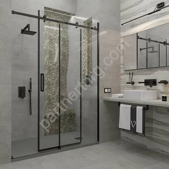 Veconi VN74B-140-01-C4 душевая дверь, раздвижная, 140х195 см, профиль черный