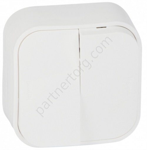 Legrand Quteo выключатель 2-х клавишный 10АX 250В, цвет белый