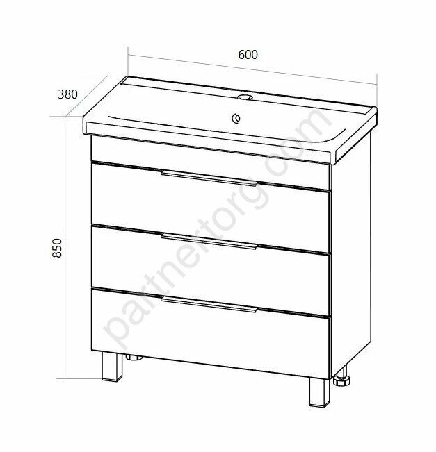 Gaula 60Н 3я тумба напольная белая с раковиной
