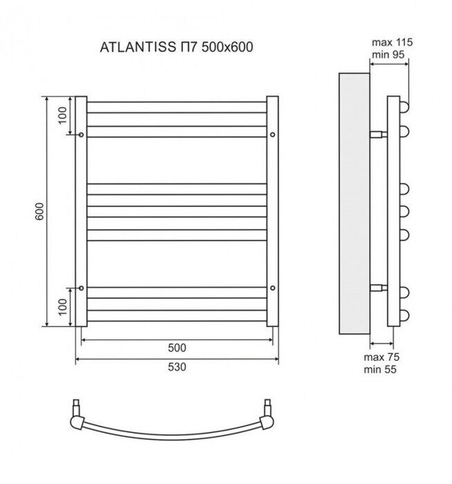 Atlantiss LM32607R полотенцесушитель водяной 50х60см хром Lemark
